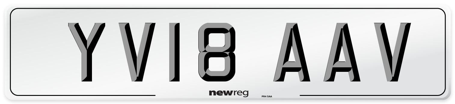 YV18 AAV Number Plate from New Reg
